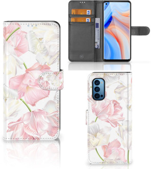 B2Ctelecom GSM Hoesje OPPO Reno 4 Pro 5G Wallet Book Case Cadeau voor Mama Lovely Flowers