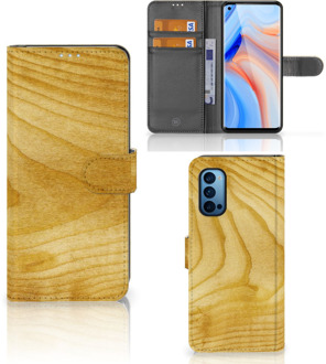 B2Ctelecom GSM Hoesje OPPO Reno 4 Pro 5G Wallet Book Case Licht Hout