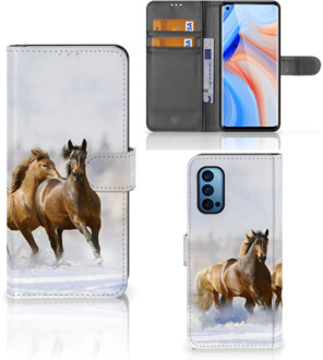 B2Ctelecom GSM Hoesje OPPO Reno 4 Pro 5G Wallet Book Case Paarden