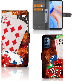 B2Ctelecom GSM Hoesje OPPO Reno 4 Pro 5G Wallet Book Case Personaliseren Casino