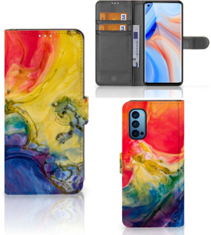 B2Ctelecom GSM Hoesje OPPO Reno 4 Pro 5G Wallet Book Case Watercolor Dark