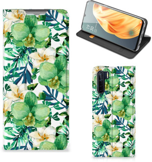 B2Ctelecom GSM Hoesje OPPO Reno3 | A91 Bookcase Cover Orchidee Groen