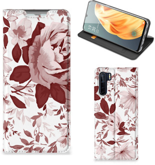 B2Ctelecom GSM Hoesje OPPO Reno3 | A91 Bookcase Watercolor Flowers