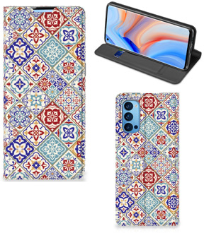 B2Ctelecom GSM Hoesje OPPO Reno4 Pro 5G Book Case met foto Tegels Kleur