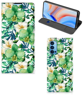 B2Ctelecom GSM Hoesje OPPO Reno4 Pro 5G Bookcase Cover Orchidee Groen