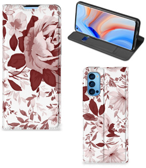 B2Ctelecom GSM Hoesje OPPO Reno4 Pro 5G Bookcase Watercolor Flowers