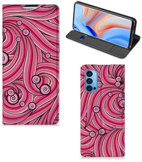 B2Ctelecom GSM Hoesje OPPO Reno4 Pro 5G Foto Hoesje ontwerpen Swirl Pink