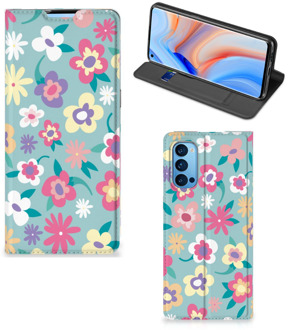 B2Ctelecom GSM Hoesje OPPO Reno4 Pro 5G Fotohoesje ontwerpen Flower Power