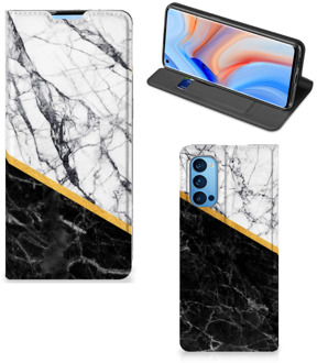 B2Ctelecom GSM Hoesje OPPO Reno4 Pro 5G Mobiel Case Marble White Black