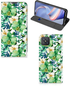 B2Ctelecom GSM Hoesje OPPO Reno4 Z 5G Bookcase Cover Orchidee Groen