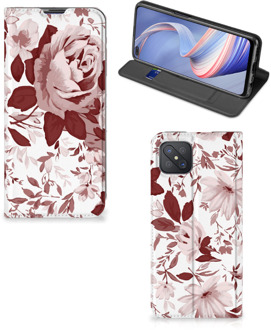 B2Ctelecom GSM Hoesje OPPO Reno4 Z 5G Bookcase Watercolor Flowers