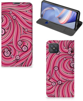 B2Ctelecom GSM Hoesje OPPO Reno4 Z 5G Foto Hoesje ontwerpen Swirl Pink