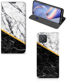 B2Ctelecom GSM Hoesje OPPO Reno4 Z 5G Mobiel Case Marble White Black