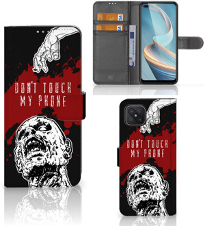 B2Ctelecom GSM Hoesje OPPO Reno4 Z Book Case met Pasjeshouder Zombie Blood