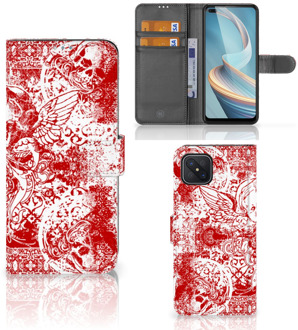 B2Ctelecom GSM Hoesje OPPO Reno4 Z Book Style Case Angel Skull Red