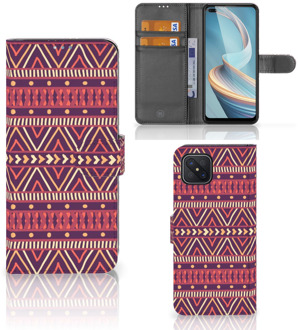 B2Ctelecom GSM Hoesje OPPO Reno4 Z Bookcase Aztec Purple