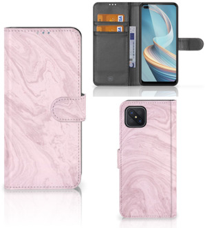 B2Ctelecom GSM Hoesje OPPO Reno4 Z Flip Case Marble Pink