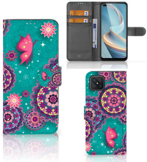 B2Ctelecom GSM Hoesje OPPO Reno4 Z Flipcase Cirkels en Vlinders