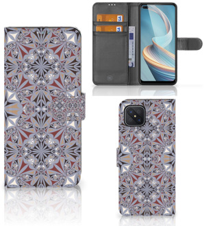 B2Ctelecom GSM Hoesje OPPO Reno4 Z Flipcover Flower Tiles