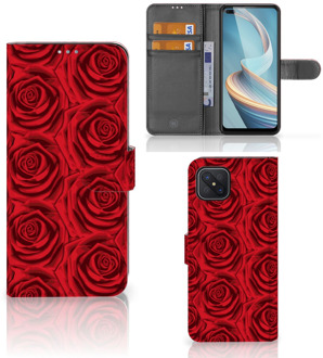 B2Ctelecom GSM Hoesje OPPO Reno4 Z Mobiel Bookcase Red Roses