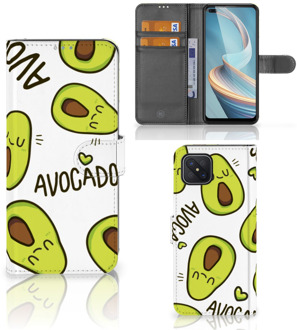 B2Ctelecom GSM Hoesje OPPO Reno4 Z Mobiel Bookcase Valentijn Cadeautje Haar Avocado Singing