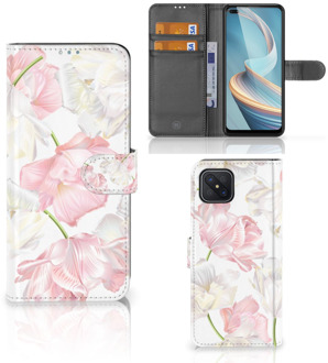 B2Ctelecom GSM Hoesje OPPO Reno4 Z Wallet Book Case Cadeau voor Mama Lovely Flowers