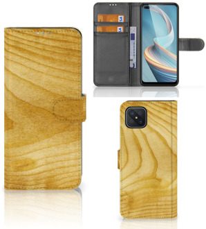 B2Ctelecom GSM Hoesje OPPO Reno4 Z Wallet Book Case Licht Hout