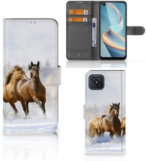 B2Ctelecom GSM Hoesje OPPO Reno4 Z Wallet Book Case Paarden