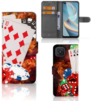 B2Ctelecom GSM Hoesje OPPO Reno4 Z Wallet Book Case Personaliseren Casino