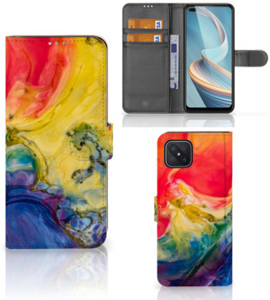 B2Ctelecom GSM Hoesje OPPO Reno4 Z Wallet Book Case Watercolor Dark