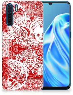 B2Ctelecom GSM Hoesje OPPP A91 Back Case TPU Siliconen Hoesje Angel Skull Red