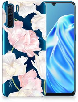 B2Ctelecom GSM Hoesje OPPP A91 Back Case TPU Siliconen Hoesje Doorzichtig Mooie Bloemen