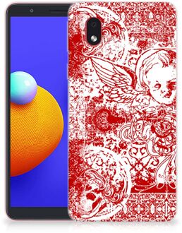 B2Ctelecom GSM Hoesje Samsung Galaxy A01 Core Back Case TPU Siliconen Hoesje Angel Skull Red