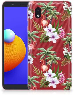 B2Ctelecom GSM Hoesje Samsung Galaxy A01 Core Doorzichtig Hoesje Flamingo Palms