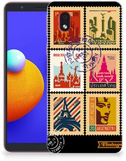 B2Ctelecom GSM Hoesje Samsung Galaxy A01 Core Trendy Telefoonhoesjes Postzegels