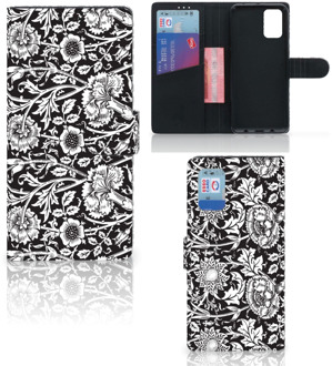 B2Ctelecom GSM Hoesje Samsung Galaxy A02s Flip Cover Samsung M02s Beschermhoes Black Flowers