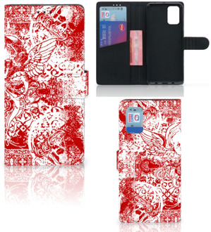 B2Ctelecom GSM Hoesje Samsung Galaxy A02s Flip Cover Samsung M02s Book Style Case Angel Skull Red