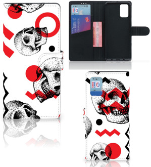 B2Ctelecom GSM Hoesje Samsung Galaxy A02s Flip Cover Samsung M02s Bookstyle Case Skull Red