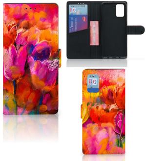 B2Ctelecom GSM Hoesje Samsung Galaxy A02s Flip Cover Samsung M02s Cover met Tekst Tulips