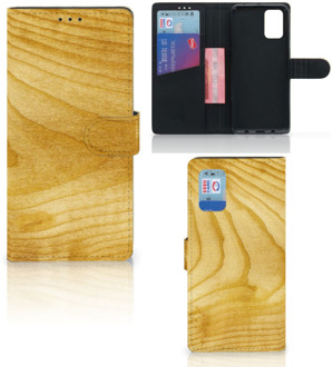 B2Ctelecom GSM Hoesje Samsung Galaxy A02s Flip Cover Samsung M02s Wallet Book Case Licht Hout