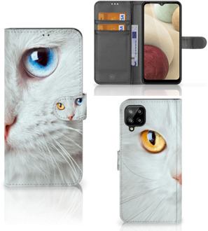 B2Ctelecom GSM Hoesje Samsung Galaxy A12 Bookcover Case Witte Kat