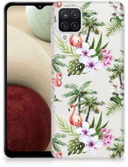 B2Ctelecom GSM Hoesje Samsung Galaxy A12 Doorzichtig Hoesje Flamingo Palms