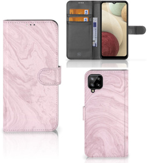 B2Ctelecom GSM Hoesje Samsung Galaxy A12 Flip Case Marble Pink