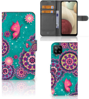 B2Ctelecom GSM Hoesje Samsung Galaxy A12 Flipcase Cirkels en Vlinders