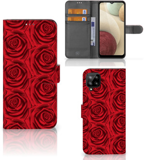 B2Ctelecom GSM Hoesje Samsung Galaxy A12 Mobiel Bookcase Red Roses