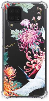 B2Ctelecom GSM Hoesje Samsung Galaxy A12 Telefoonhoesje Valbescherming met transparante rand Bird Flowers