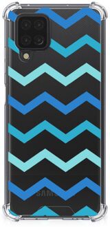 B2Ctelecom GSM Hoesje Samsung Galaxy A12 Trendy Telefoonhoesjes met transparante rand Zigzag Blauw