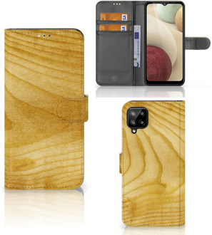 B2Ctelecom GSM Hoesje Samsung Galaxy A12 Wallet Book Case Licht Hout