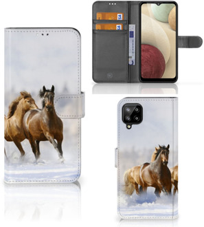 B2Ctelecom GSM Hoesje Samsung Galaxy A12 Wallet Book Case Paarden