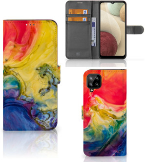 B2Ctelecom GSM Hoesje Samsung Galaxy A12 Wallet Book Case Watercolor Dark